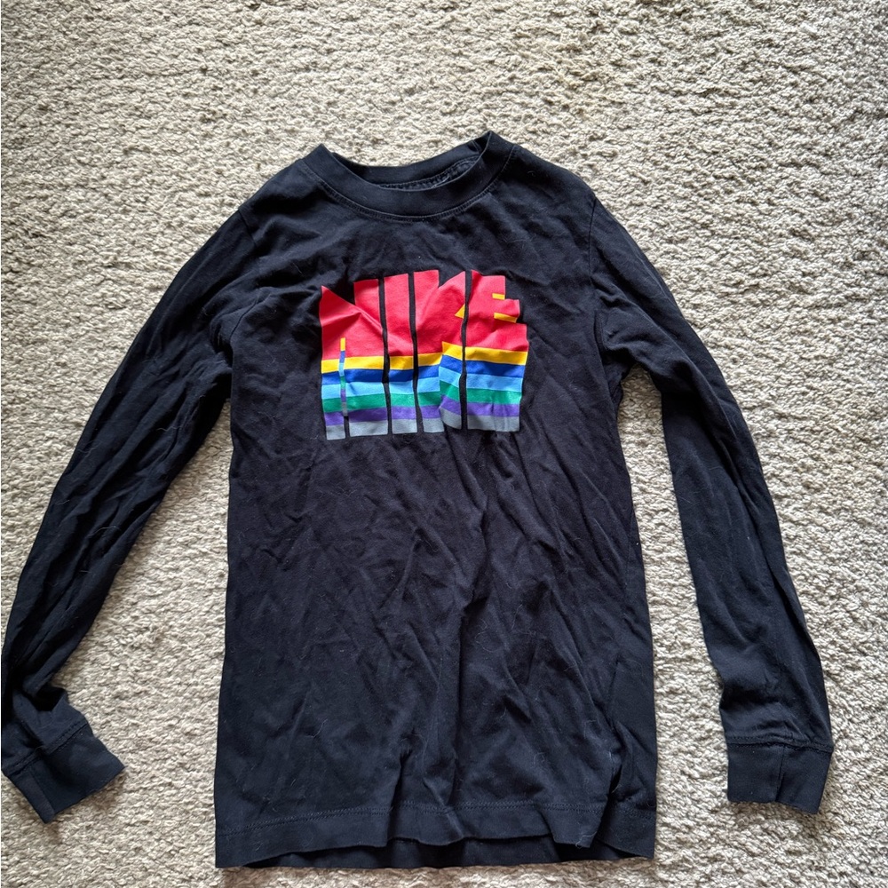 Nike Black Long Sleeve Shirt with Rainbow Logo